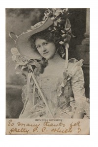 The English actress and singer Nina Sevening—the majority of the cards have nothing to do with Ireland or Irishness.