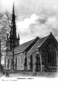 The east end of Lisburn Cathedral and the chancel window. (Lisburn Museum)