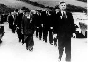 Tom Barry heads IRA survivors of the Kilmichael ambush at the site in 1966. Would they recognise it today? (Meda Ryan)