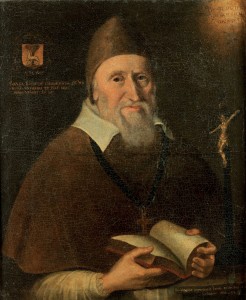 Portrait of David Rothe, bishop of Ossory, a member of the first supreme council, by an unknown artist, 1644. (Private collection)