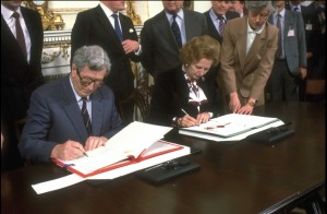 In spite of Haughey’s miscalculations, the 1980 summit paved the way for the Anglo-Irish Agreement signed by Fine Gael Taoiseach Garret FitzGerald in 1985. (RTÉ Stills Library)