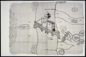 The map of the siege of Castle Maine, probably drawn shortly after Sir John Perrot’s victory in August 1572. (UK National Archives, Kew)