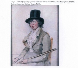  Left: Pen and ink drawing of Lady Eleanor Butler (1739–1828), sketched c. 1765. (National Library of Wales)