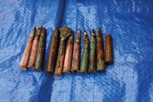 Opposite: A selection of the c. 4m rounds of ammunition salvaged from the Lusitania in 2008. (Eoin McGarry)