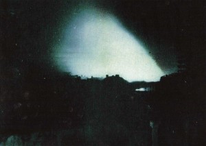 The only known photograph of the burning of Cork, taken during the night of 11/12 December 1920. For those watching from the suburbs, outside the curfew zone, the whole skyline was a shifting orange glow. (The American Commission on Conditions in Ireland: Interim Report [1921])