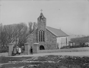 A view of British Navy warships in Bantry Bay from St Michael's Church, Bere Island. (NLI)