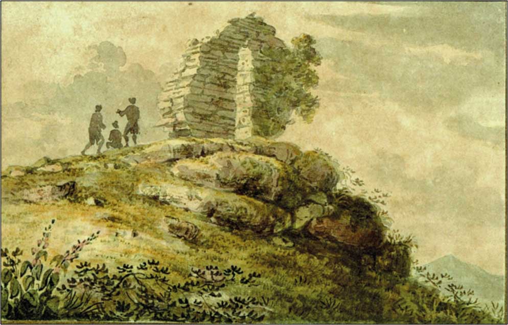 Captain Joshua Rowley Watson’s water-colour sketch of the Nelson Arch that he designed and built near Castletownshend, Co. Cork, in 1805. (Mrs Sybil Venning)