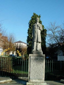 The statue of John Mitchel erected in Newry in March 1965 to commemorate both the 150th anniversary of his birth and the approaching 50th anniversary of the 1916 Rising.