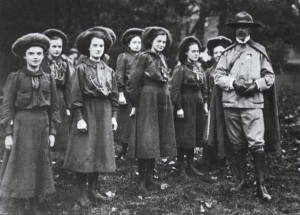 Having split from Baden-Powell’s Boy Scouts Association in 1909, Vane became president of the rival British Boy Scouts, where he encouraged the formation of troops of girl scouts. (BBS UK)