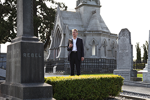 Above: Michael Portillo at the Glasnevin graveside of ‘rebel’ John Devoy in RTÉ’s The Enemy Files (21 March). While elements in British public life don’t seem to have entirely forgiven us for 1916, Michael Portillo did an admirable job of both getting to grips with it and exploring the Easter Rising from a British perspective. (RTÉ)