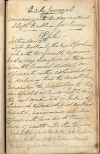 Above: ‘Daily journal commencing with the day on which I left Dublin for Kerry, September 18th 1846’—page 1 of Greenwell’s journal. (Kona Historical Society)