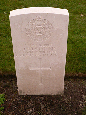 Above: Wytschaet Cemetery—the grave of James O’Loughlin (the writer’s great-uncle), a regular soldier from County Clare killed in early 1915. His brothers would fight in the War of Independence and in the Civil War (on both sides).