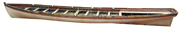 Below: A longboat from the frigate Résolue, blown ashore when she came to the assistance of another ship, still sporting her French colours after 220 years, now on display in the National Museum, Collins Barracks.